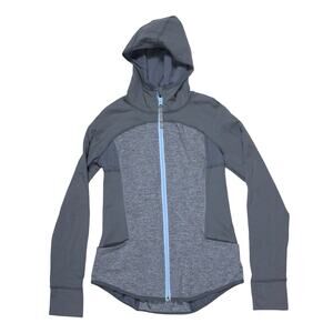 Ivivva Lululemon Ready to Perform Jacket Girls 14 Gray Full Zip Hood Sweatshirt